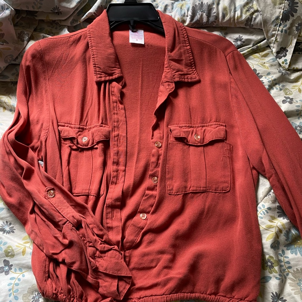 SALE orange & white button ups